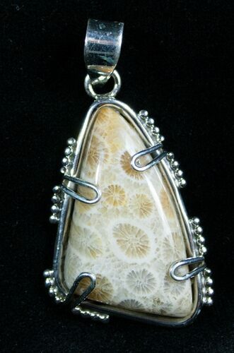 Beautiful Fossil Coral Pendant #7717